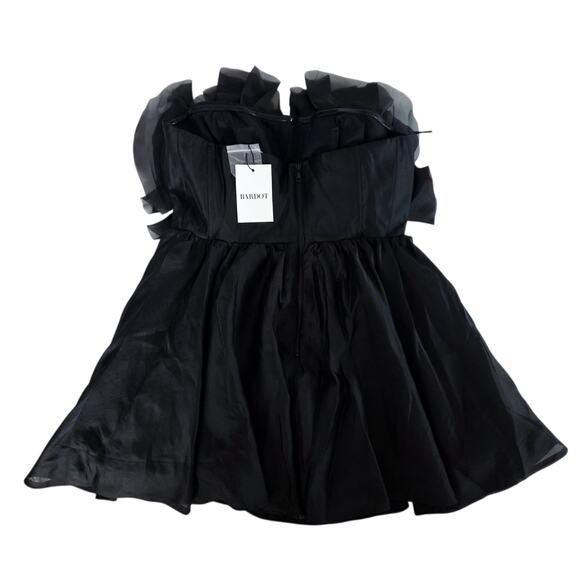 Bardot Black Fleurette Flower Appliques Strapless Mini Dress Fit & Flare Size 8 - Picture 6 of 11